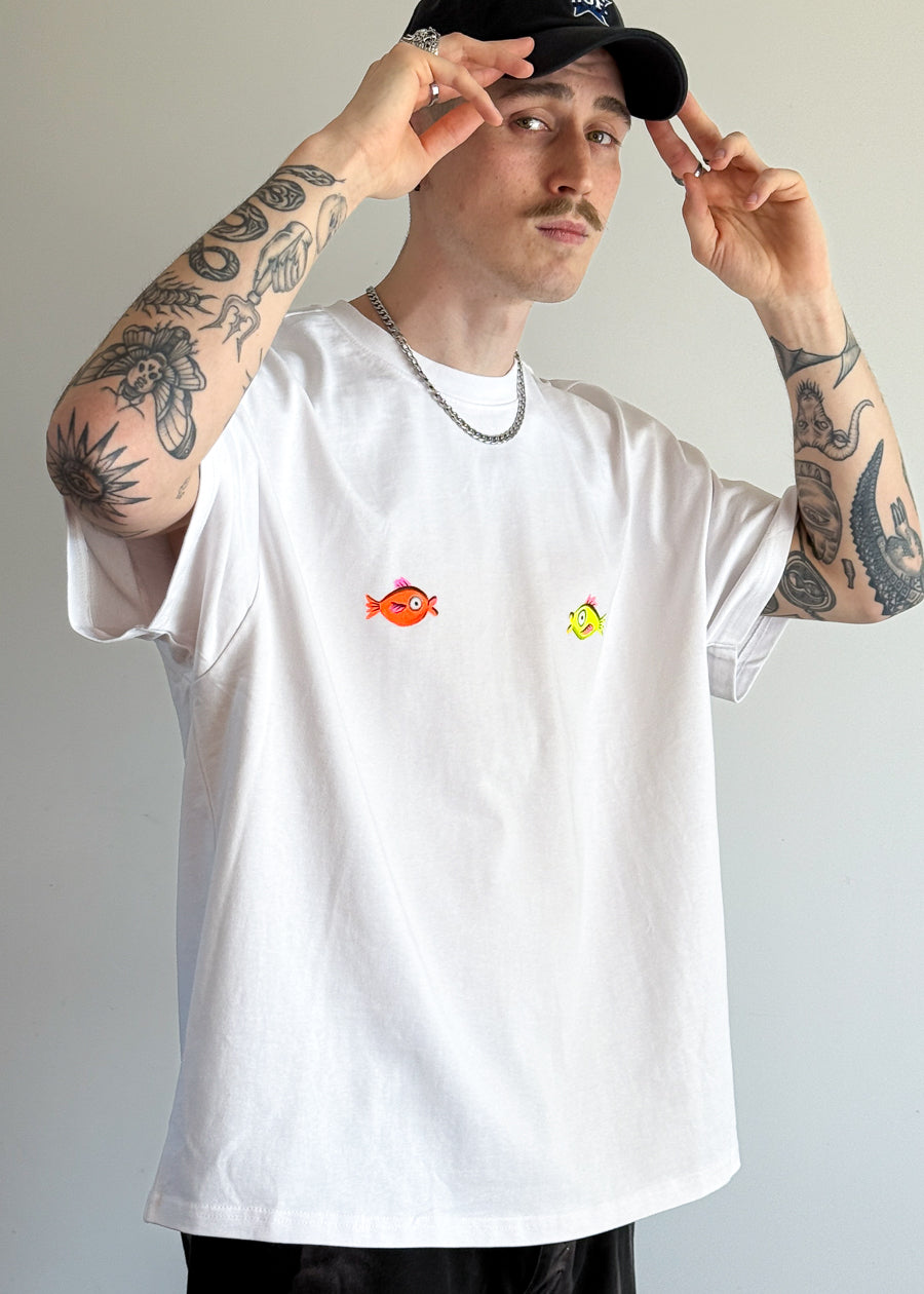 T-shirt Rybki Ręcznie Malowany Autorski Wzór