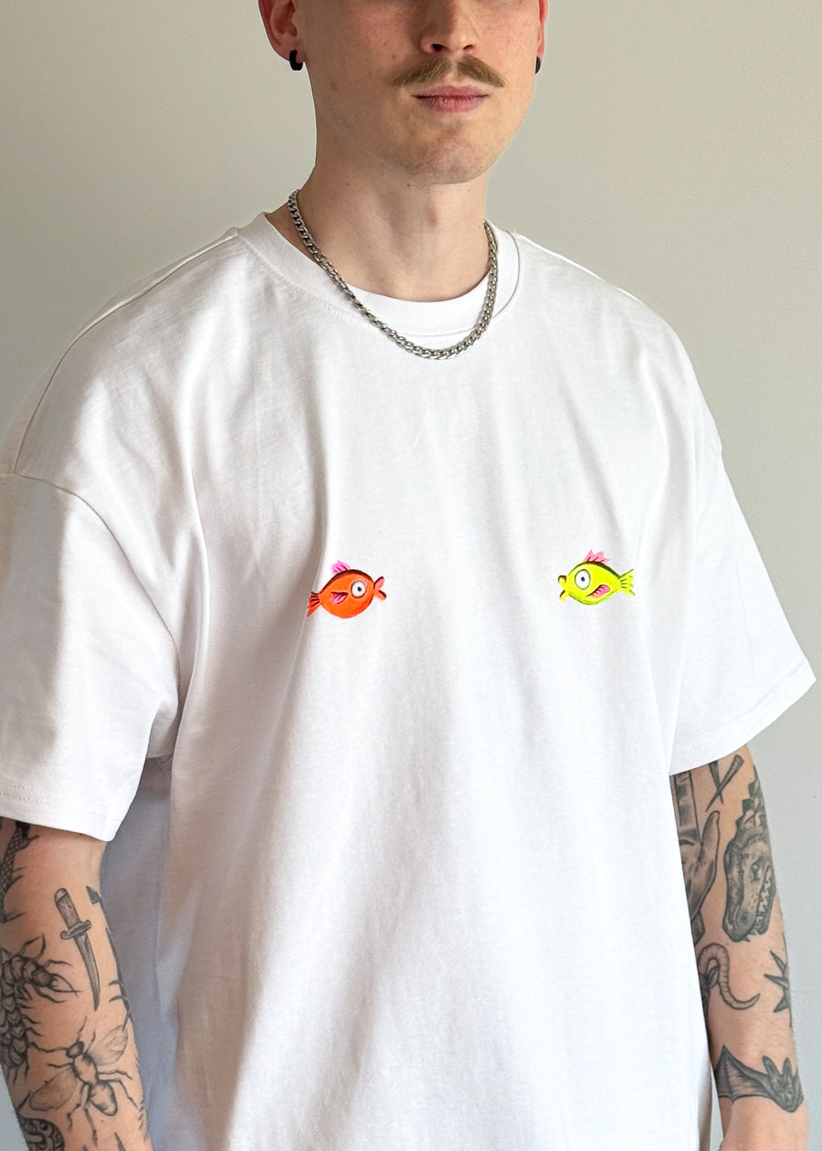 T-shirt Rybki Ręcznie Malowany Autorski Wzór